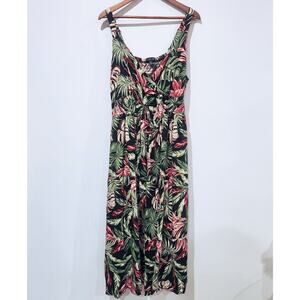 Love Womens Black Floral Empire Waist Maxi Dress Size 3X Beach Coastal Resort